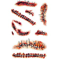 Halloween Temporary Scar Tattoos 10 Sheets Realistic Wound Stickers for Costume & Party