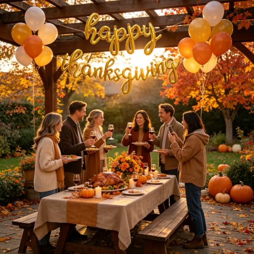 18 Inch Happy Thanksgiving Foil Balloons Set - Fall Party Decorations