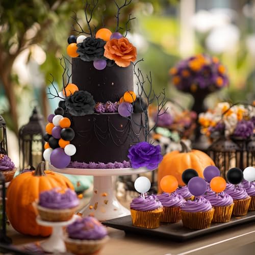 35PCS Cake Decorations Set - Flowers, Balls, Branches for Birthday Wedding Baby Shower