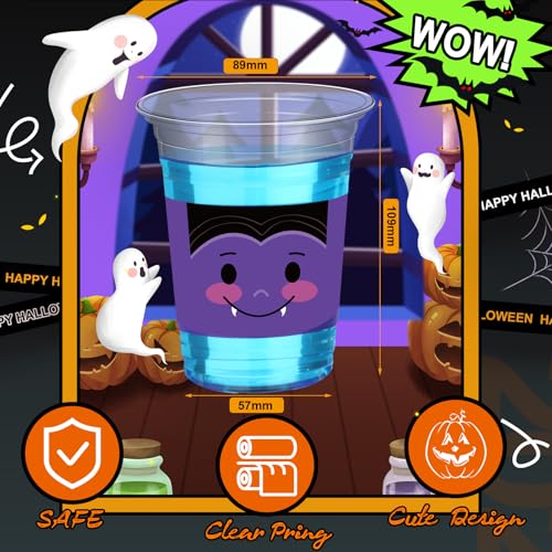 Halloween Plastic Party Cups - 90 Pack, 12 oz, Elegant Style