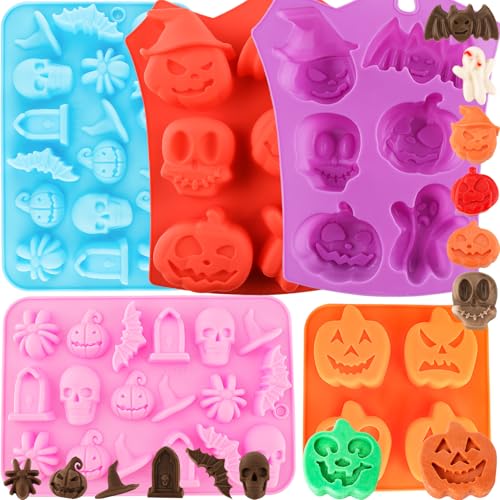 Halloween Silicone Baking Molds 5-Piece Set for Chocolate, Fondant & Candies