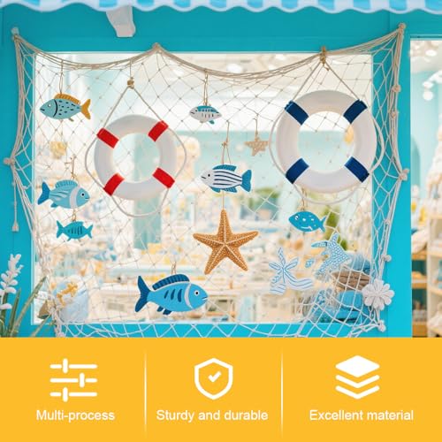 Fish Net Decorations 2 PCS - Nautical Beach Party Table Runner & Wall Decor