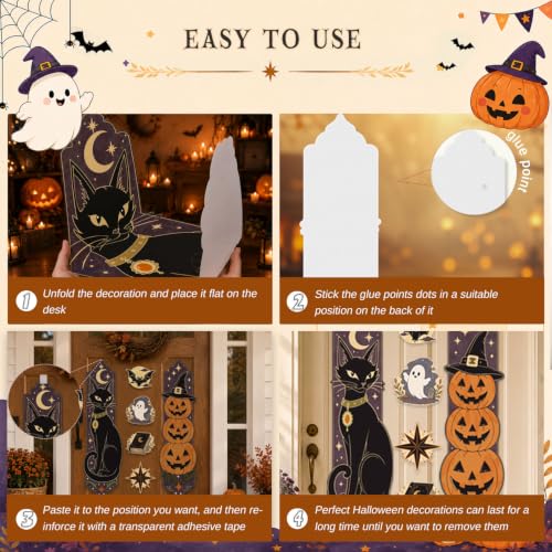 Large Halloween Door Decorations Set with Cutouts for Home & Party
