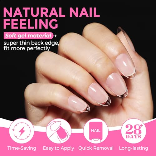 Short Oval Almond Nail Tips - 216pcs, 12 Sizes, Clear Soft Gel Tips, Variation of THIS listing