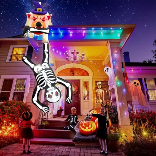 8FT Inflatable Skeleton Dog Pulling Skeleton Halloween Decoration - Variations
