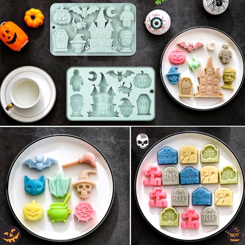 Halloween Silicone Mold Set 3-Piece Haunted Castle Tombstone & Creepy Designs
