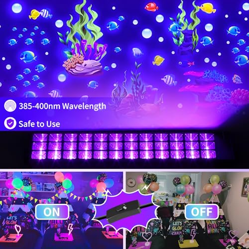 100W Black Light Bar IP66 Waterproof for Halloween & Outdoor Use - 1400 sq.ft