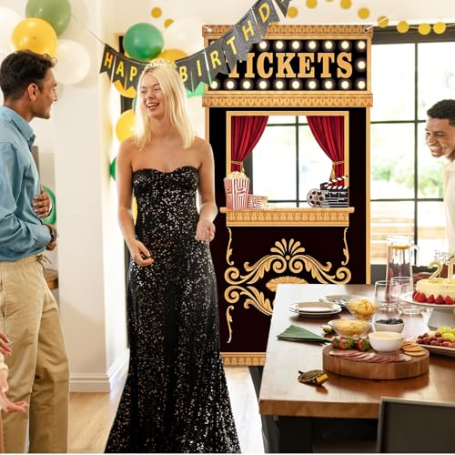 Halloween Horror Movie Night Door Banner with Ticket Booth Decor