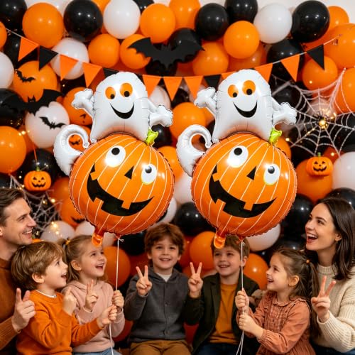 Halloween Ghost Pumpkin Foil Balloons Set - Ghost Pumpkin Variation, 2pcs