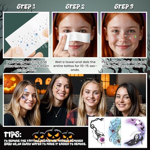 Halloween Glitter Freckle & Gem Face Tattoos - Halloween Freckles