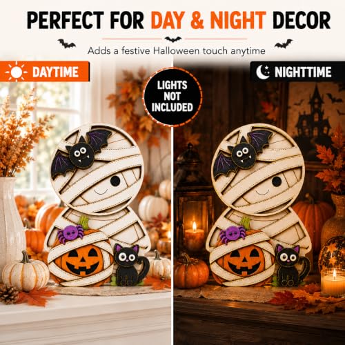 Halloween Decor Indoor Stitched Mummy Shelf Sitter - Spooky Wall Art