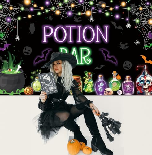 Halloween Potion Bar Backdrop Banner Party Decorations Indoor Outdoor