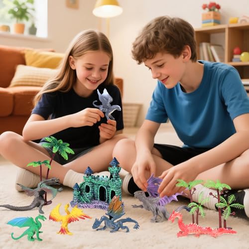 15Pcs Dragon Cake Decorations Mythical Figures for Fantasy Cake Topper