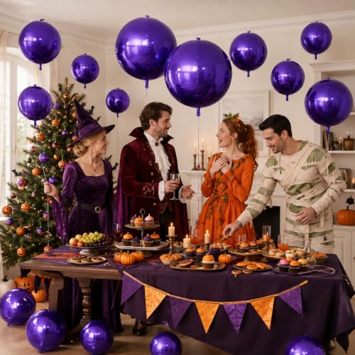 Dark Purple 4D Foil Balloons Set for Halloween Party Decorations - 15PCS Variation