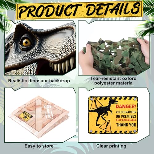 Dinosaur Party Decorations Kit with Favor Boxes Caution Tape Jungle Safari Theme
