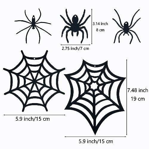 Halloween Hanging Spider Decorations Set - Felt Webs & Spiders for DIY Party Decor