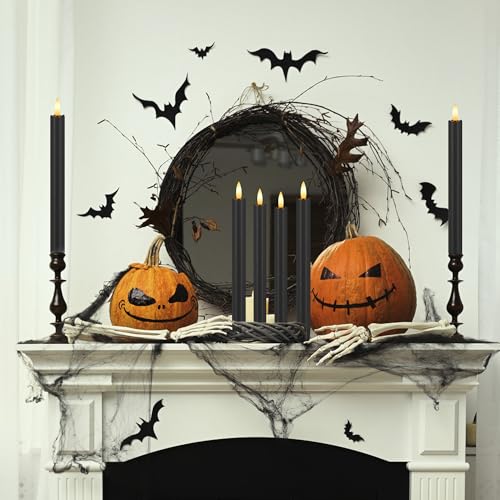 Black Flameless Taper Candles with Remote Control - Halloween Decor