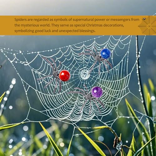 Handmade Spider Crystal Ball Figurine Set - Gothic Decor with Black Alloy Base, 9pcs, 1.77-2.16 Inches Variation of THIS listing