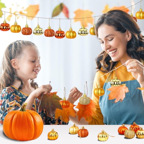 24 Pcs Fall Pumpkin Tree Ornaments - 3D Hanging Decorations for Autumn & Thanksgiving