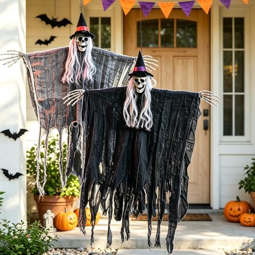 Halloween Skeleton Ghost Hanging Decorations Outdoor Indoor Set - Spooky Yard & Party Props
