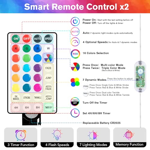 66ft 200 LED Color Changing Rope Lights - Waterproof Outdoor String Lights with Remote