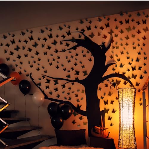 Halloween 3D Black Butterfly Wall Stickers Set - 300 Pieces, Multiple Sizes