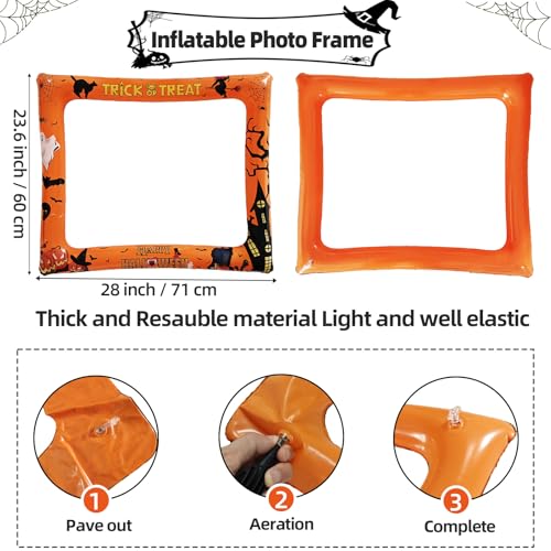 Halloween Inflatable Photo Booth Frame with 30 Photo Props - Spooky & Fun Party Decor