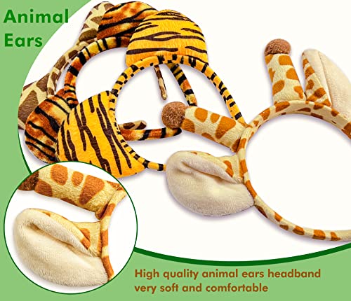 16-Pack Jungle Animal Ears Headbands for Safari Party Kids & Adults