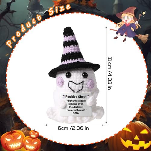 Halloween Crochet Ghost Decor with Witch Hat - Party Favor & Table Ornament