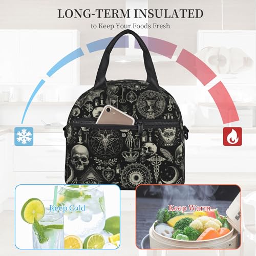 Halloween Reusable Insulated Lunch Box - Small Waterproof Lunch Bag with Detachable Shoulder Strap