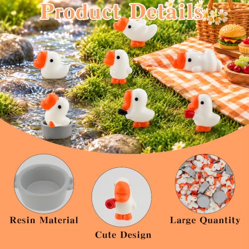 Mini Resin Goose Figurines Set - 64 Pieces Tiny Decorative Collectibles with Variation of Goose