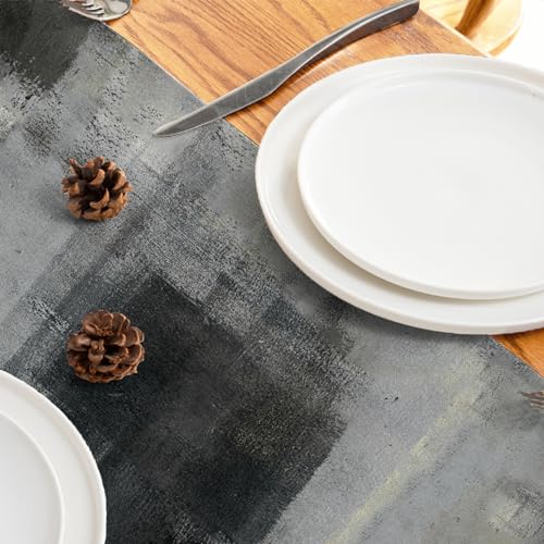 Black Grey Watercolor Table Runner 13x108 Inches - Elegant Home Decor