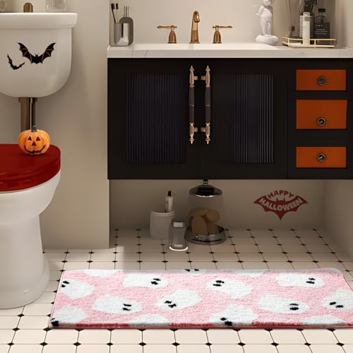 Halloween Ghost Bathroom Runner Rug 18x45 Inch Pink - Spooky Home Decor