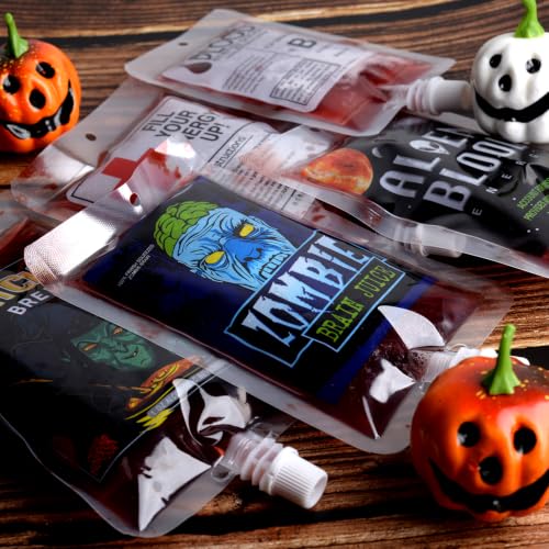 Halloween Blood Bags for Drinks 32PCS Reusable Party Pouches with Funnels
