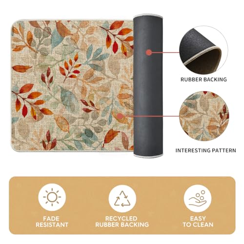 Eucalyptus Leaf Kitchen Mats Set of 2 Non-Slip Durable 17x29 & 17x47 Inches