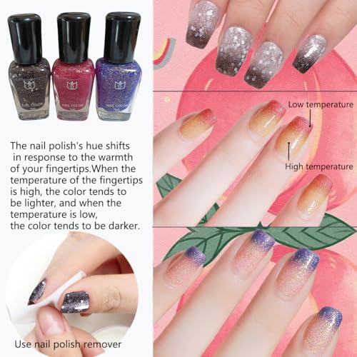 Color Changing Gel Nail Polish Set - 6 Pack, Quick Dry, No UV Needed