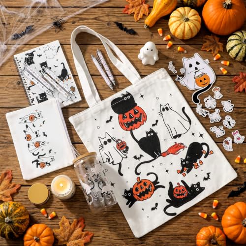 Ghost Cat Halloween Gift Basket Set - Boo Basket Stuffers for Women