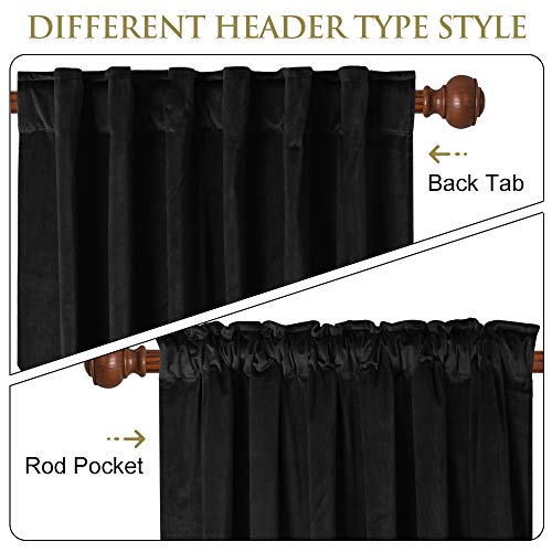 Extra Long Black Velvet Curtains for Sliding Doors - 100"W x 144"L - Pack of 1