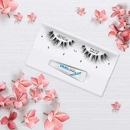 Pre-Cut False Lashes Demi Wispies Pack of 4 - Natural Look Strip Lashes with Duo Adhesive