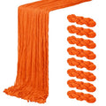 8 Pack Orange Cheesecloth Table Runner 20 x 120 Inch for Weddings Parties & Events - Semi Sheer Gauze Fabric Bulk Decor