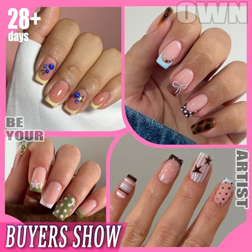 UNA GELLA Short Square Nail Tips 504PCS - Pre Etched False Nails for DIY Manicure