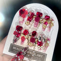 Press On Nails Long Coffin Fake Nails with Rhinestones - Pink Reusable False Nails FN078010
