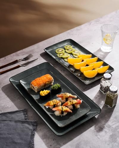 Famiware Serving Platters Set of 3 - Deep Forest Rectangular Ceramic Dishware