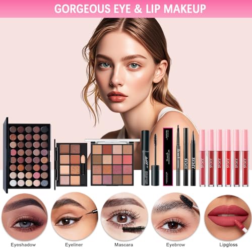 Peenice All-in-One Makeup Kit for Women - White Set, Complete Cosmetic Gift