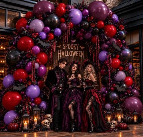 Halloween Balloon Arch Kit - Dark Purple Black Red Plum Lavender Spider - Variation of THIS listing