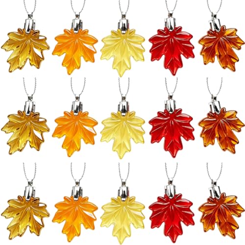 Autumn Maple Leaf Ornaments Set - 40 Fall Hanging Decorations for Thanksgiving & Halloween