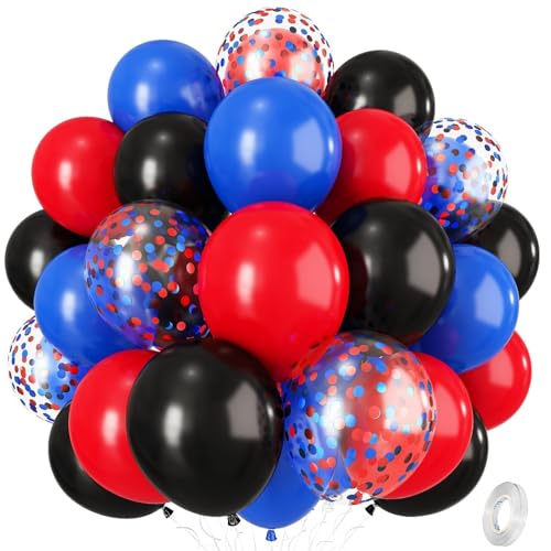 12 Inch Red Blue Black Latex Balloons Set - Spider Theme Party Decorations - Variation: Red Blue Black