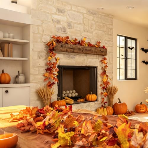 14 Pack Fall Leaf Garland - 82.6Ft Autumn Maple Leaves for Thanksgiving & Home Decor