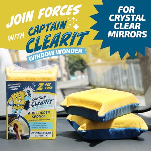 Window Cleaner Sponge for Windshields Mirrors - 2 Pack