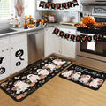 Halloween Ghost Kitchen Rugs and Mats Set - Non-Slip 17x47.2" + 17x30" - Spooky Holiday Decor
